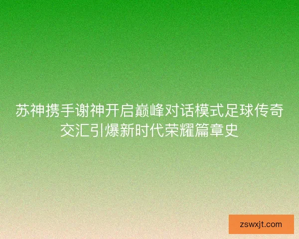 苏神携手谢神开启巅峰对话模式足球传奇交汇引爆新时代荣耀篇章史