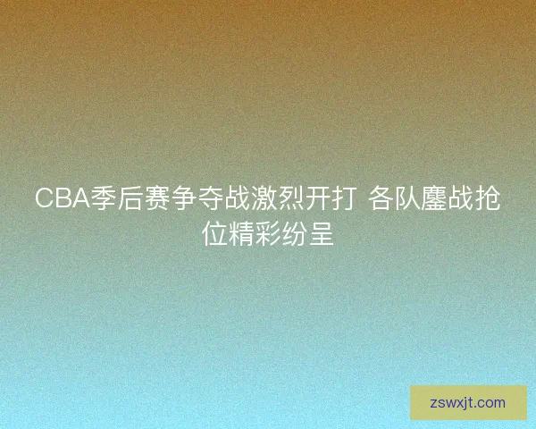 CBA季后赛争夺战激烈开打 各队鏖战抢位精彩纷呈