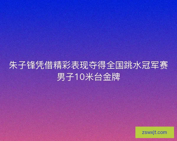 朱子锋凭借精彩表现夺得全国跳水冠军赛男子10米台金牌